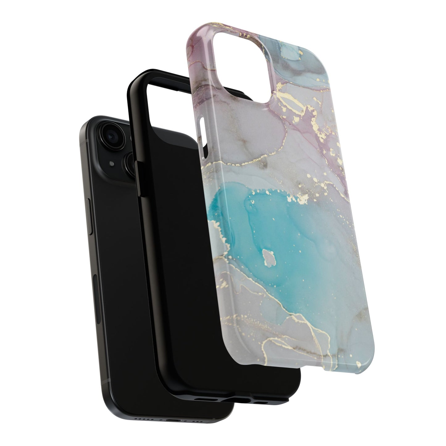 Sky Blue & Purple Marble Wave – iPhone Case with Fluid Swirl Pattern