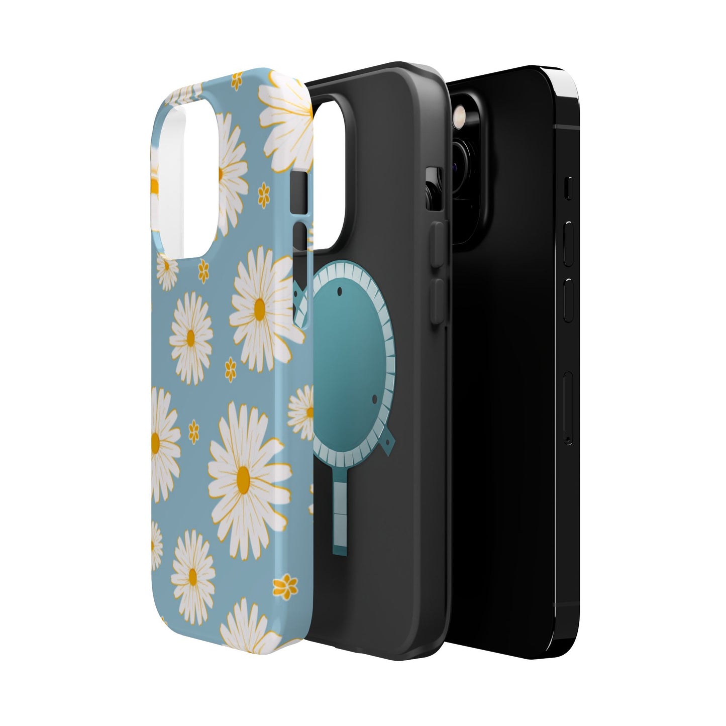 Bright Daisy MagSafe iPhone Case – Light Blue Background, Shockproof and Slim Design