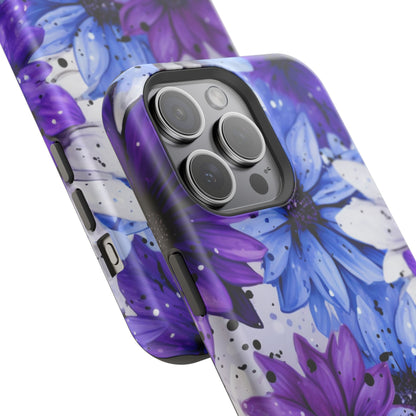 Vibrant Purple & Blue Floral Splash - MagSafe iPhone Series Case