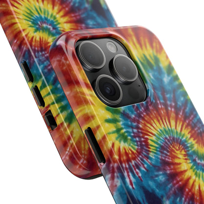 Retro Tie-Dye Swirl iPhone Case – Rainbow Spiral Design