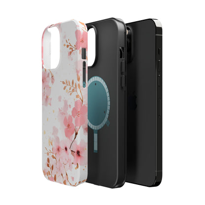 Soft Pink Cherry Blossom MagSafe Case – Floral Elegance with Wireless Charging