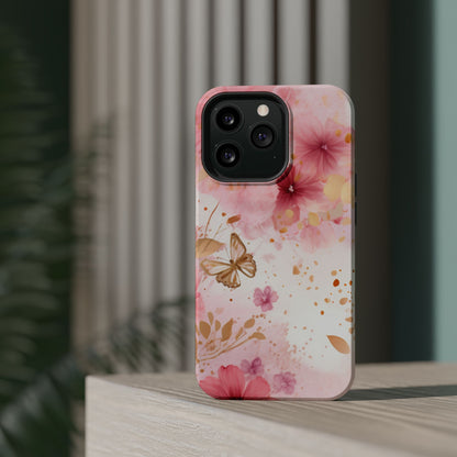 Blush Pink Floral Butterfly - MagSafe iPhone Case