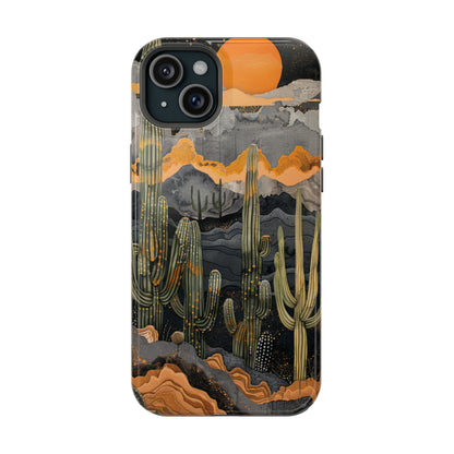 Desert Dusk MagSafe iPhone Case - Cacti Silhouettes & Sundown Hues for iPhone 15, 14, and 13 Series