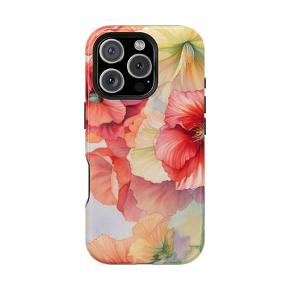 Gumamela Blush Pink Watercolor Floral – MagSafe Compatible iPhone Case