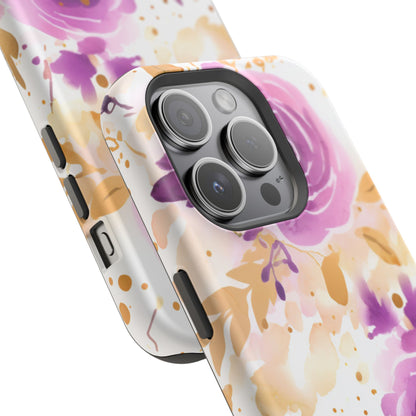 Soft Purple & Gold Floral Splash - MagSafe iPhone Series Case