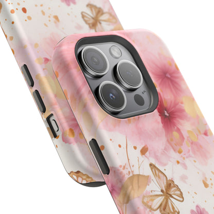 Blush Pink Floral Butterfly - MagSafe iPhone Case