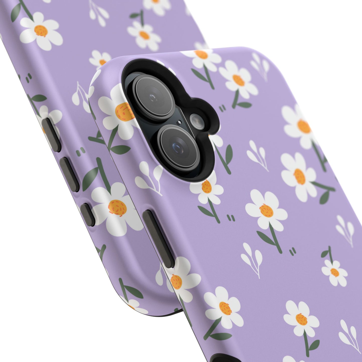 Purple Daisy Garden MagSafe  iPhone Case – Soft Lavender Background, Shockproof Protection with Slim Fit