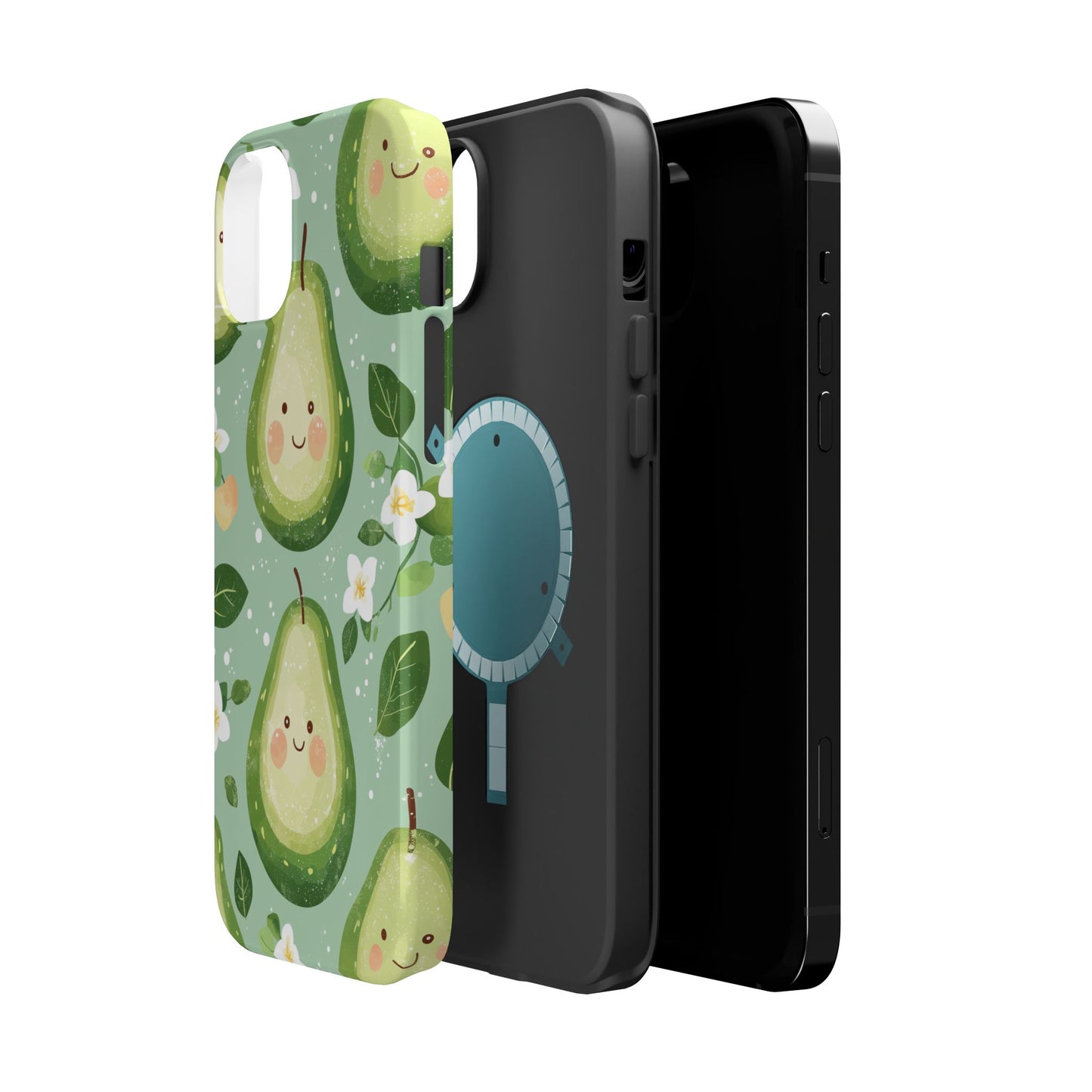 Smiling Avocados Tough MagSafe iPhone Case – Cute Avocado Design, Dual-Layer Protection