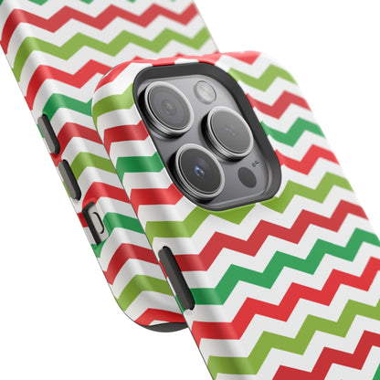 Vibrant Fiesta Chevron – Yellow Green, Green & Red Geometric MagSafe Case