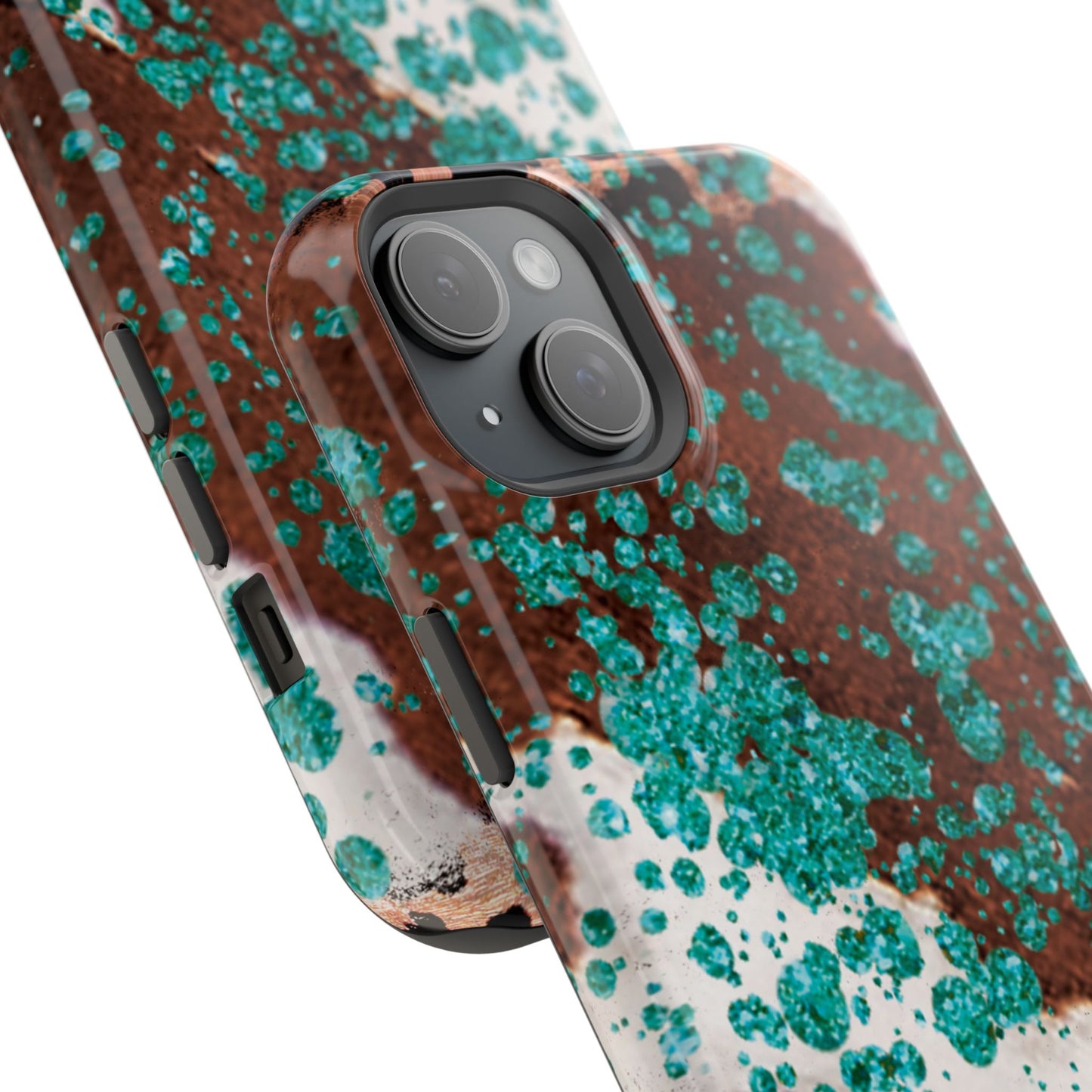 Teal Glitter Cowhide - MagSafe iPhone Series Case