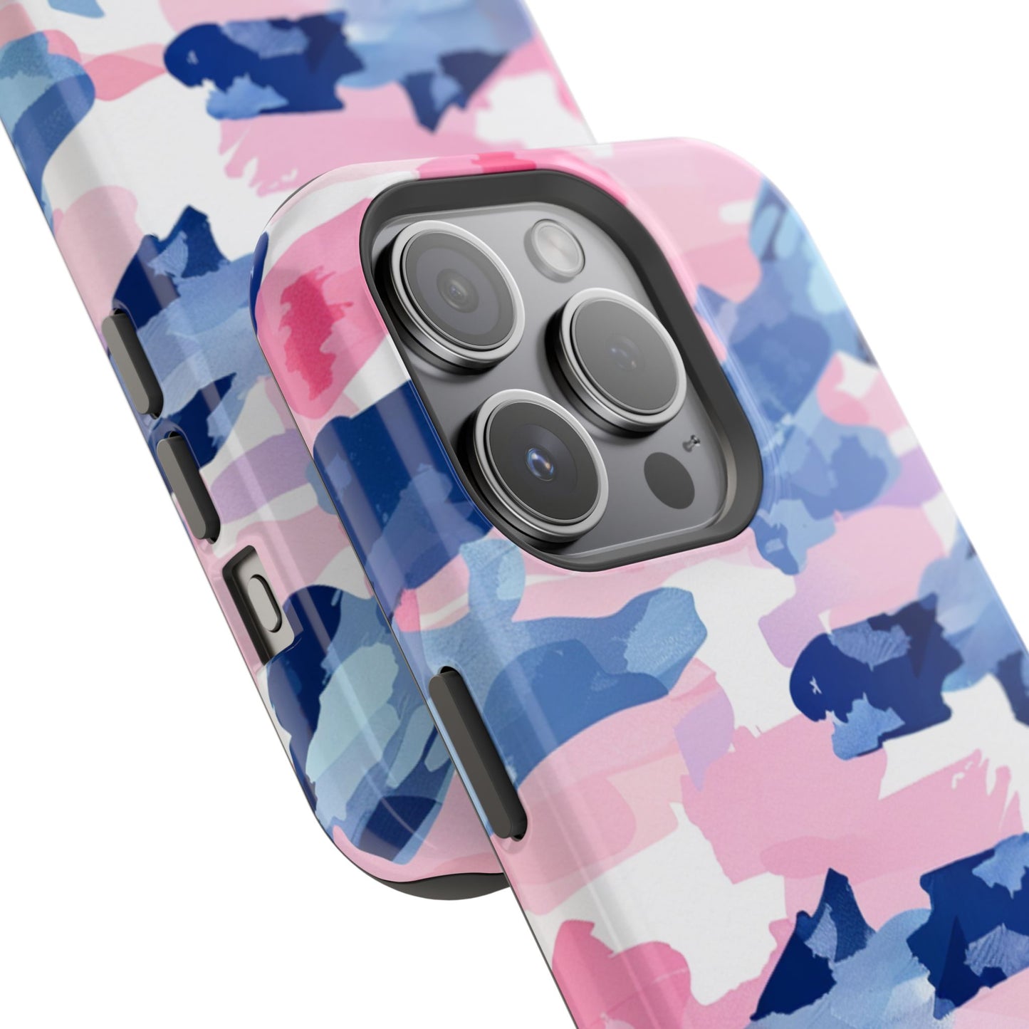 MagSafe Case: Dynamic Pink & Navy Brushstroke Art