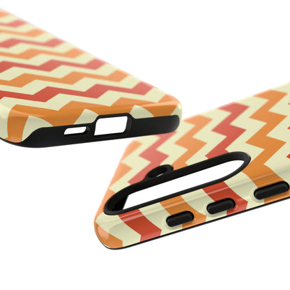 Warm Sunset Chevron – Orange, Red & Cream Geometric Samsung Galaxy Case