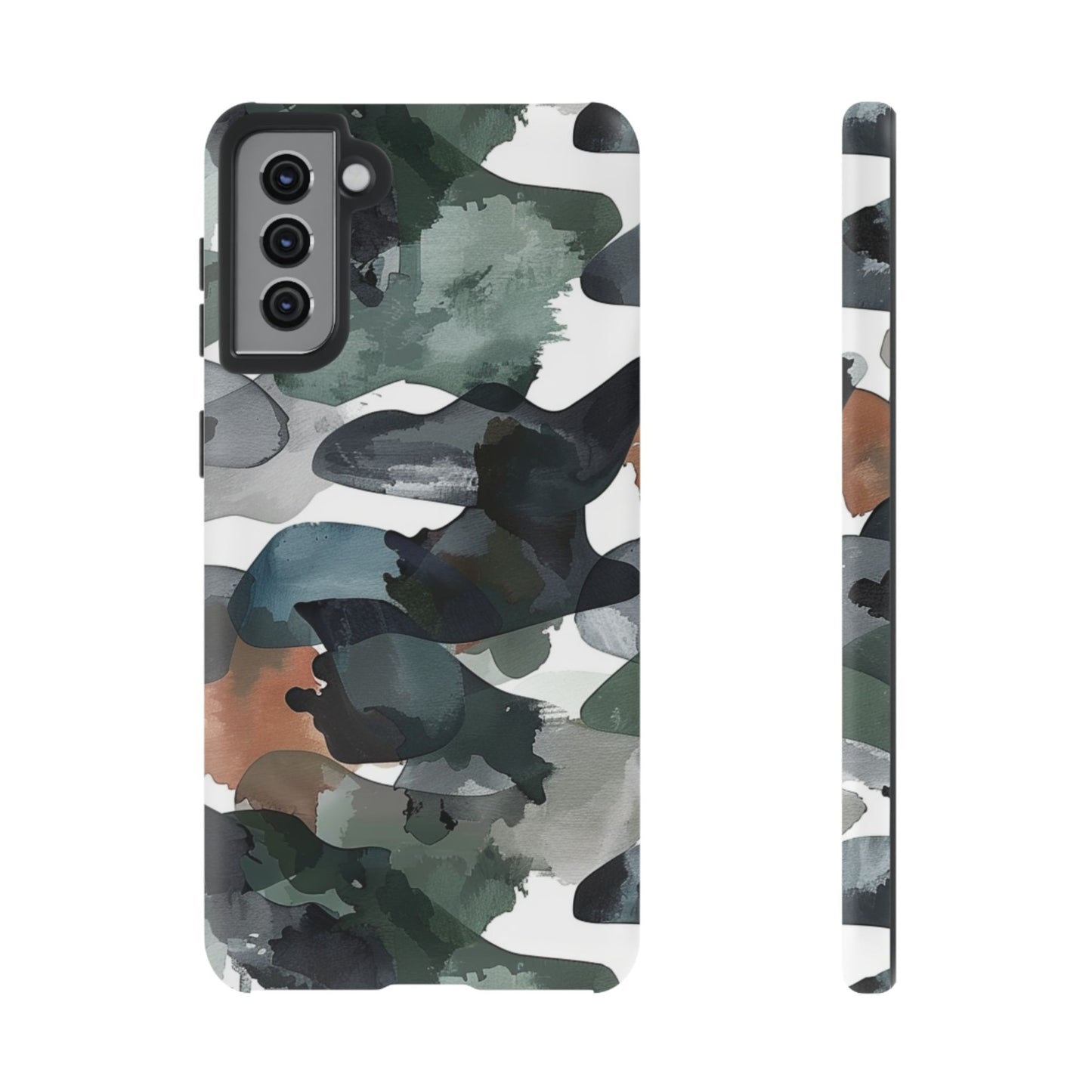 Moody Abstract Watercolor Samsung Galaxy Case – Dark Green and Brown Artistic Design