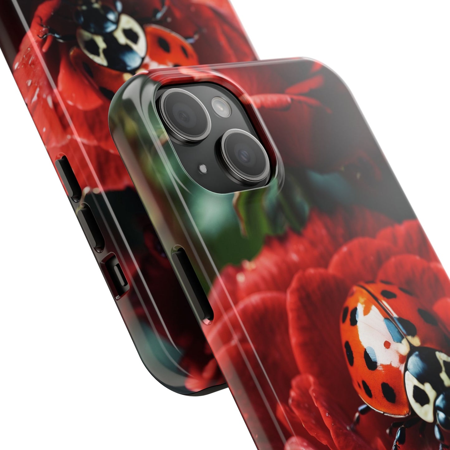 Elegant Rose & Ladybug Charm - iPhone Series Case