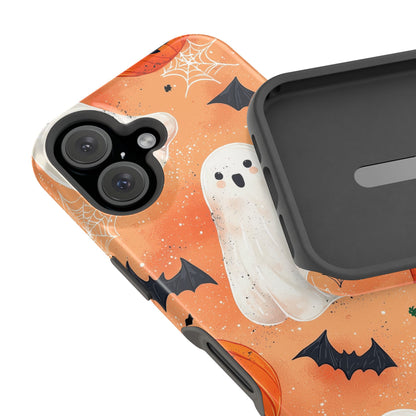 Spooky Cute Ghost MagSafe iPhone Case – Halloween Ghosts, Pumpkins, Bats & Cobwebs Design