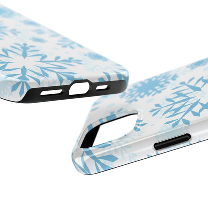 Frosty Blue Snowflakes iPhone Case – Shockproof, Smooth Matte Finish, Dual-Layer Design