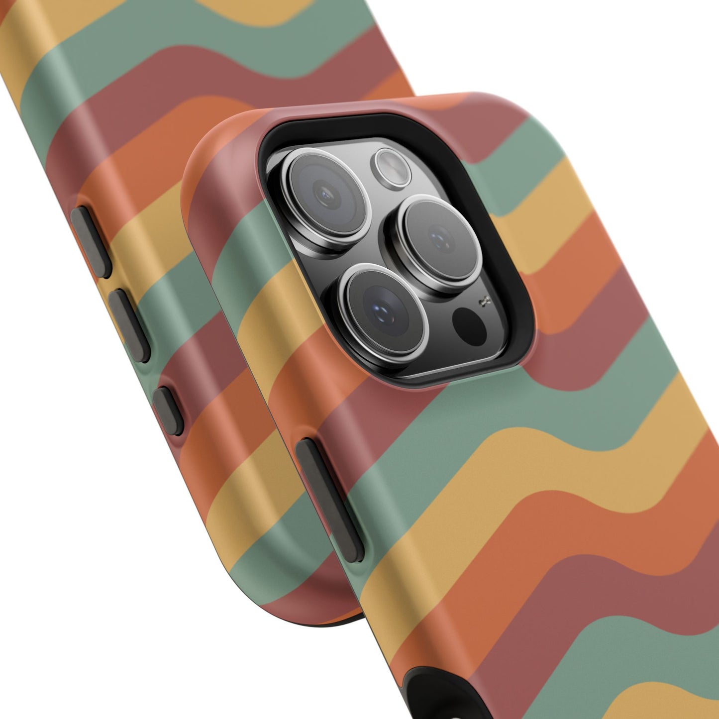 Retro Vibe Wavy Stripes MagSafe iPhone Case – 70s-Inspired in Teal, Orange, and Rust