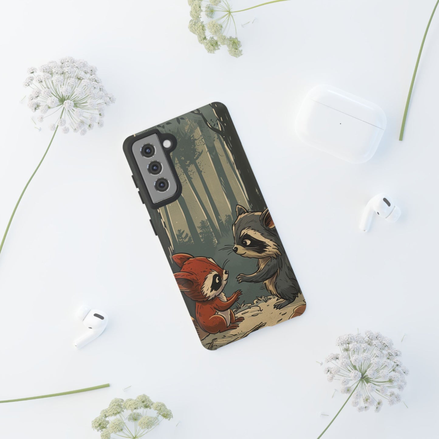 Whimsical Woodland Raccoons Phone Case