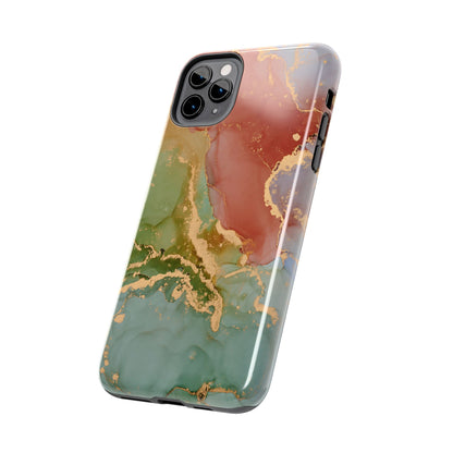 Emerald Orange Marble iPhone Case - Green Marble Case with Luxe Gold Swirls