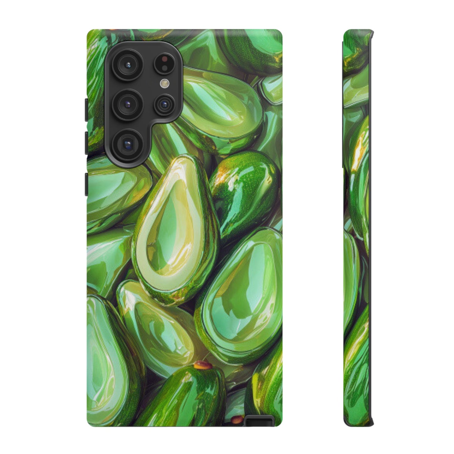 Glossy Avocado Samsung Galaxy  Case – Sleek Green 3D Fruit Design, Durable and Stylish