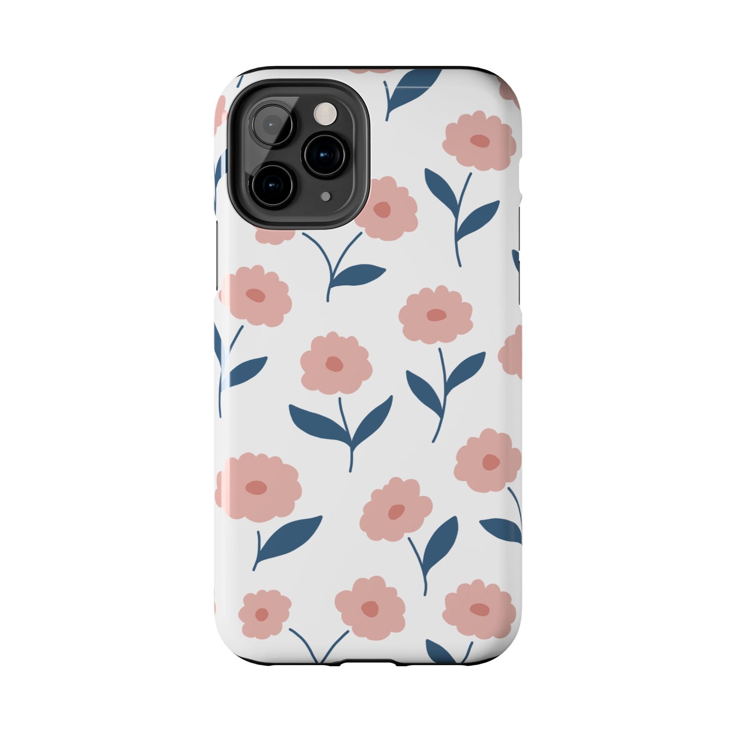 Playful Pink Floral Tough iPhone Case – Soft Pastel Design, Slim & Shockproof