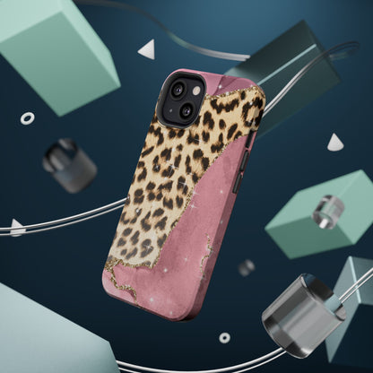 Pink Glam Leopard - MagSafe iPhone Series Case with Glitter Accents