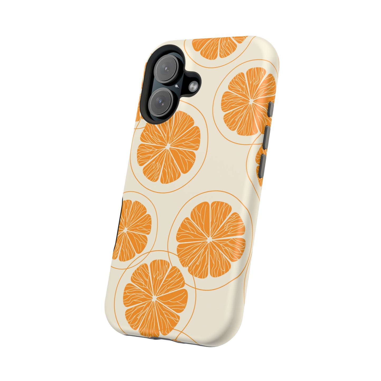 Citrus Burst Pattern Tough MagSafe iPhone Case – Bold Orange Design, Shockproof Protection