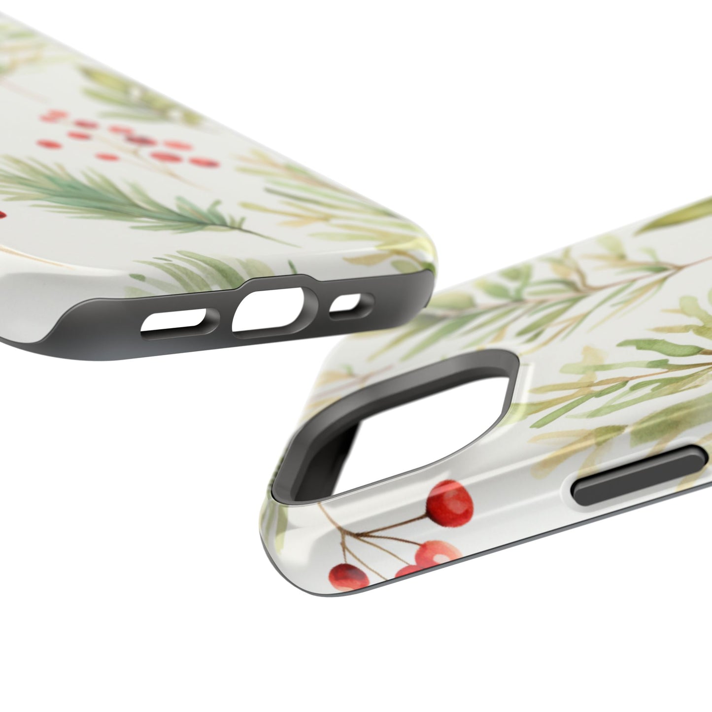 Winter Greenery & Berry Watercolor – MagSafe iPhone Series Case