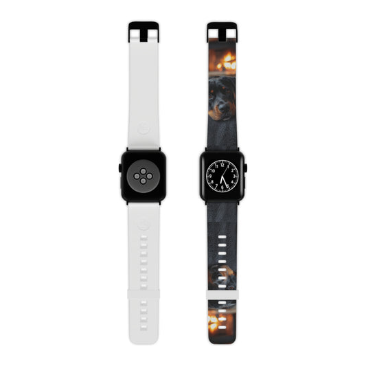 Warm Rottweiler by the Fireplace Apple Watch Band