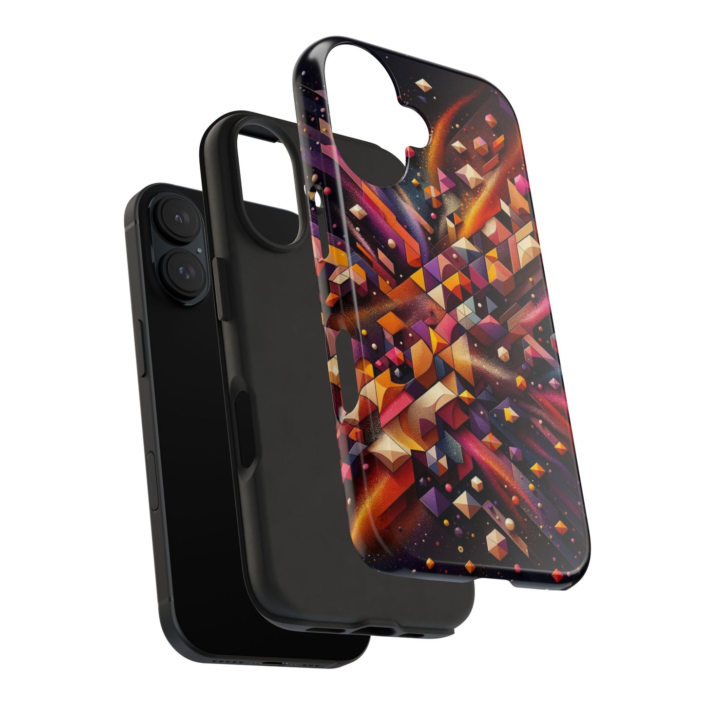 Geometric Galaxy iPhone Case - Abstract Cosmic Protective Cover - Retro Gamer