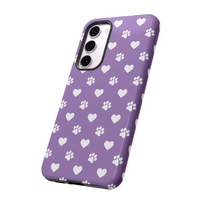 Lavender Paw Prints & Hearts Design - Adorable Pet Lover Samsung Galaxy Case