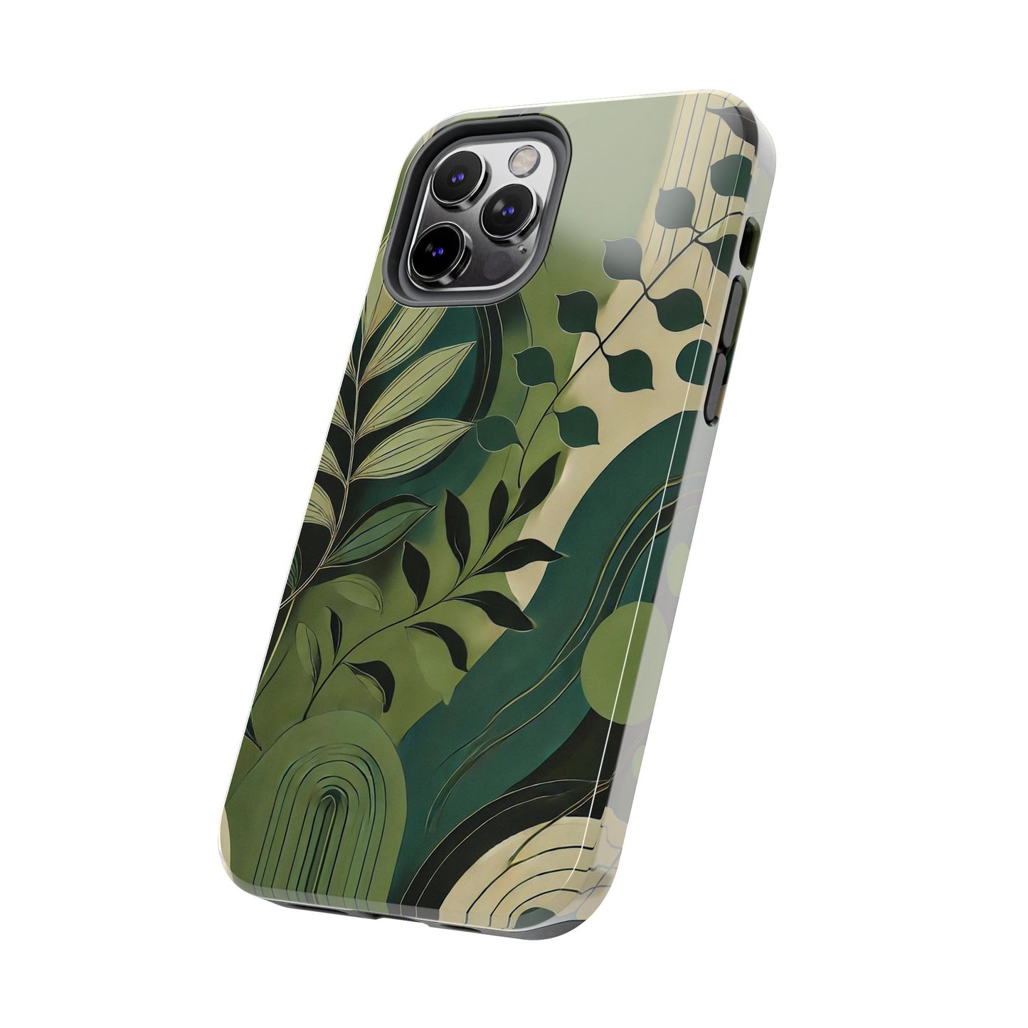 Abstract Green Leaves iPhone Case - Nature-Inspired Protective Cover