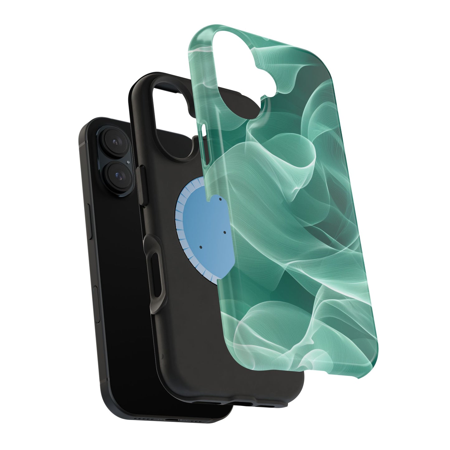 Emerald Flow MagSafe iPhone Case – Translucent Green Fabric-Inspired Design