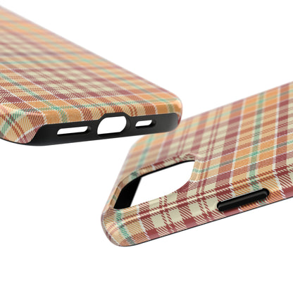 Retro Chic Plaid iPhone Case in Red, Orange, Green & Cream – Classic Vintage Style