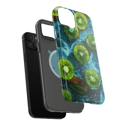 Tropical Kiwi Splash MagSafe iPhone Case – Tough Dual-Layer, Vibrant Summer Design