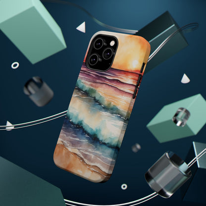 Sunset Waves MagSafe iPhone Case – Vibrant Watercolor Design