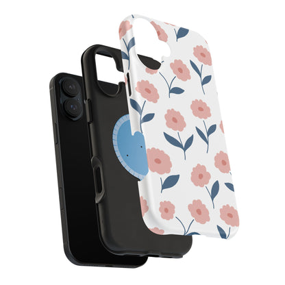 Playful Pink Floral Tough MagSafe  iPhone Case – Soft Pastel Design, Slim & Shockproof