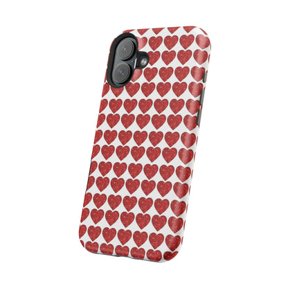 Red Glitter Hearts Charm MagSafe Case