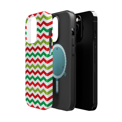 Vibrant Fiesta Chevron – Yellow Green, Green & Red Geometric MagSafe Case