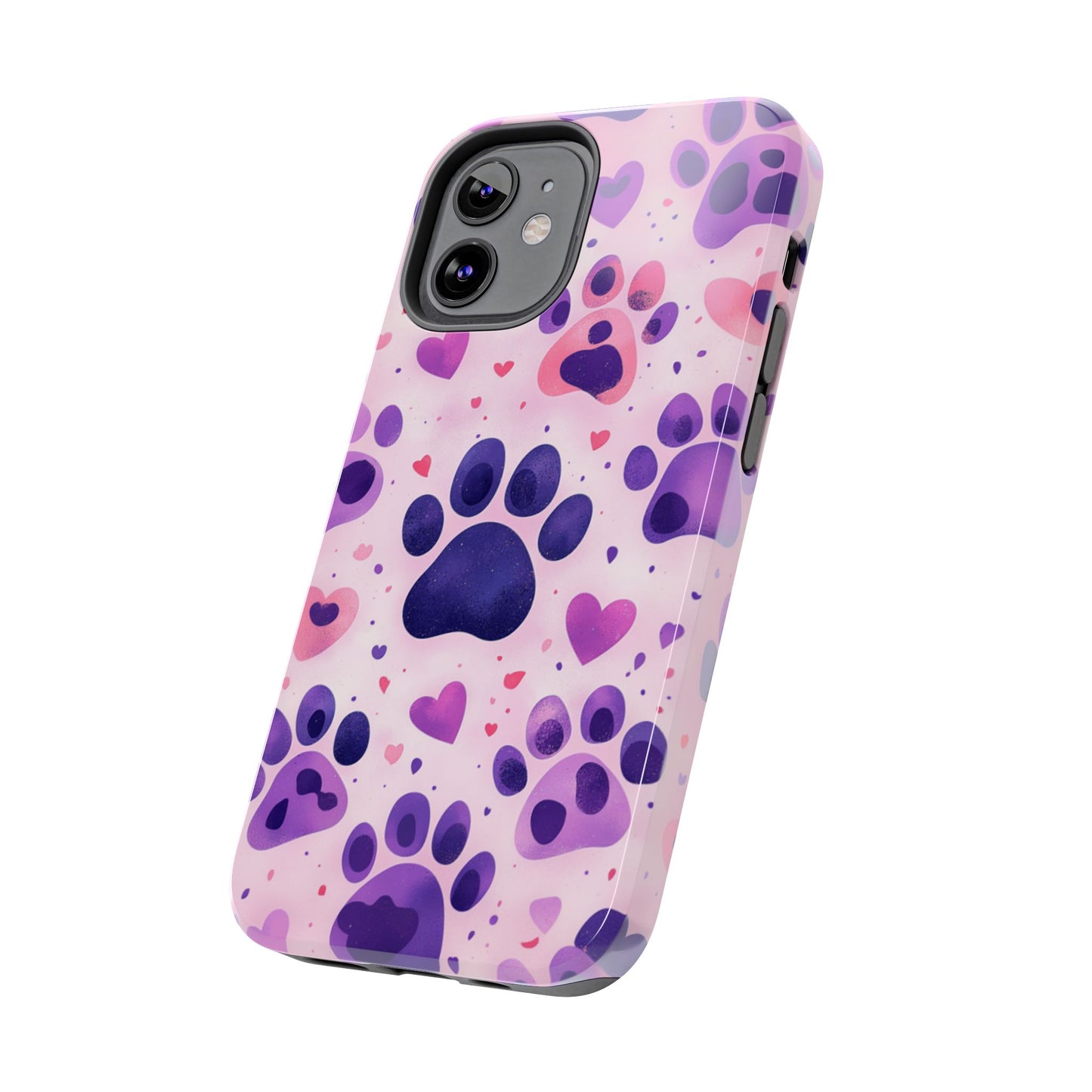 Purple Paw Print iPhone Case - Playful Pet Lover’s Protective Cover