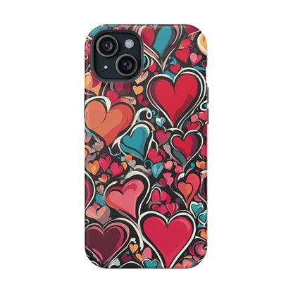 Vibrant Multicolor Heart Art – MagSafe-Compatible iPhone Case