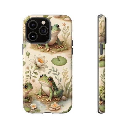 Cute Frogs Phone Case - Pond Pals Frolic - Charming Frog Lily Pad Phone Case for iPhone, Google & Samsung! Great Gift For Any Frog Lover!