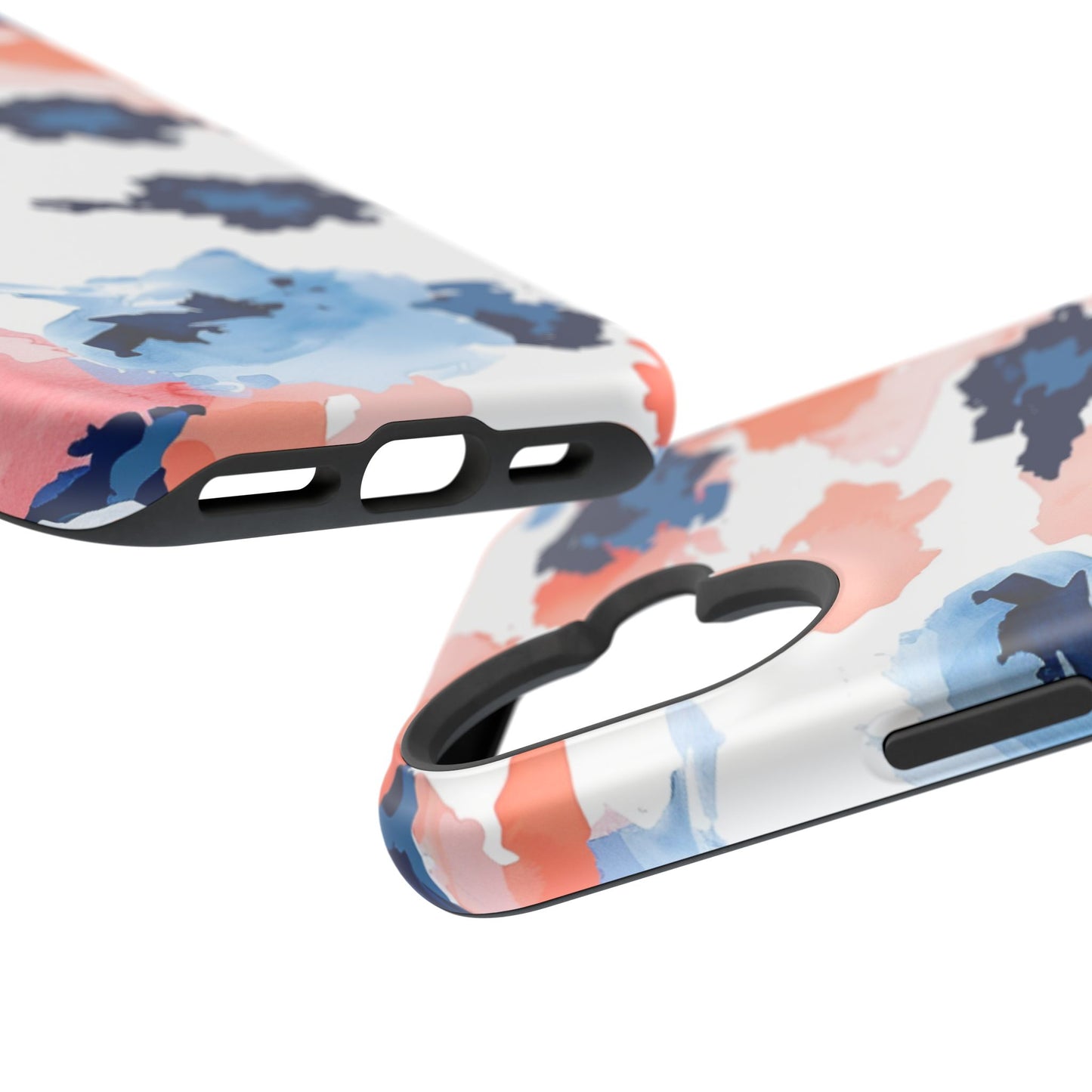 Abstract Coral & Navy Watercolor Design – MagSafe iPhone Case