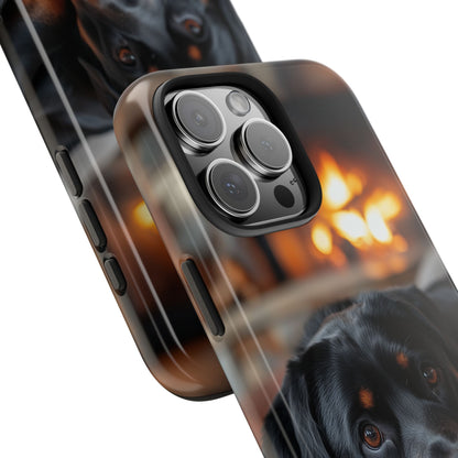 Warm Rottweiler by the Fireplace Samsung Galaxy Case – Rustic Charm for Dog Lovers