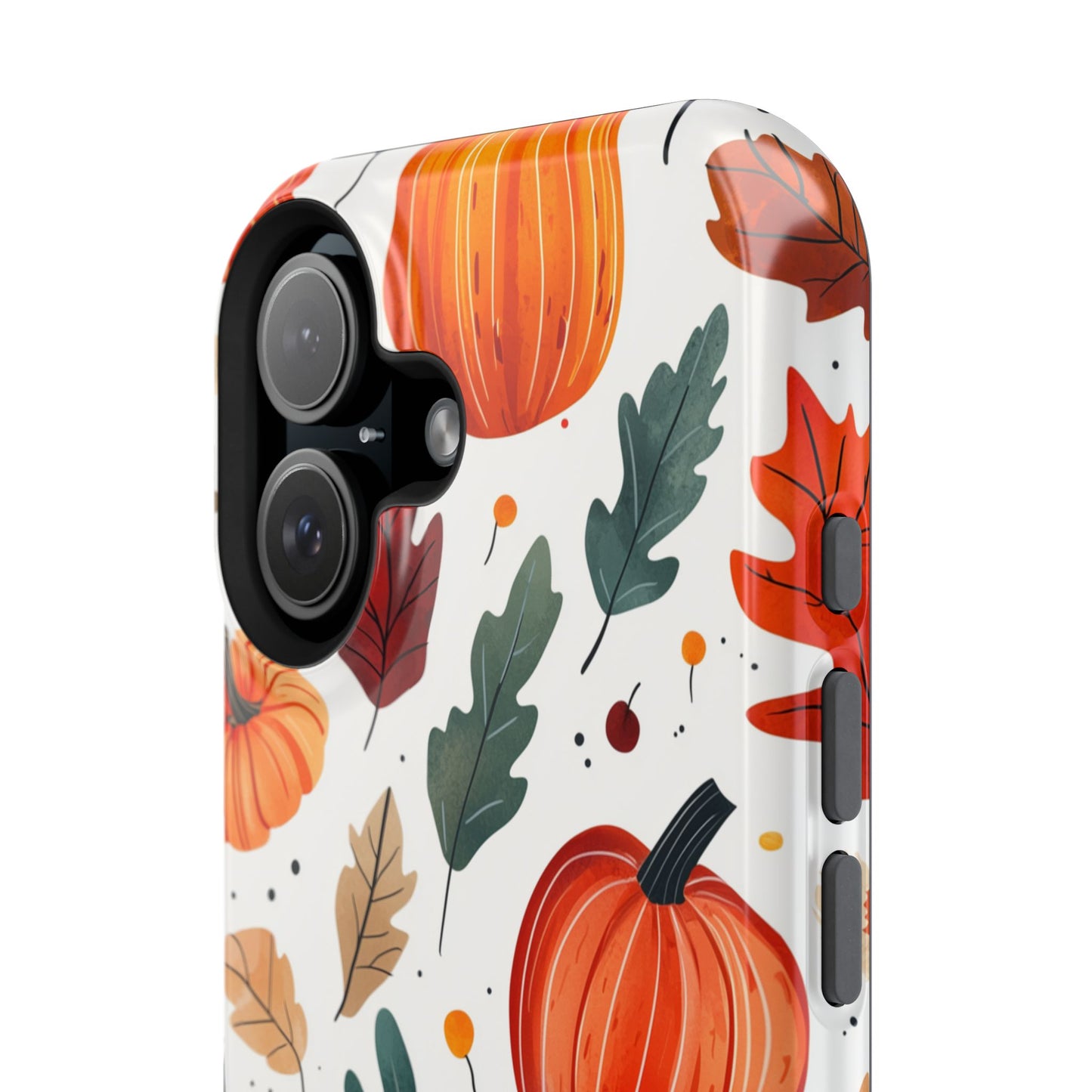 Autumn Harvest MagSafe iPhone Case - Pumpkin and Fall Leaf Design