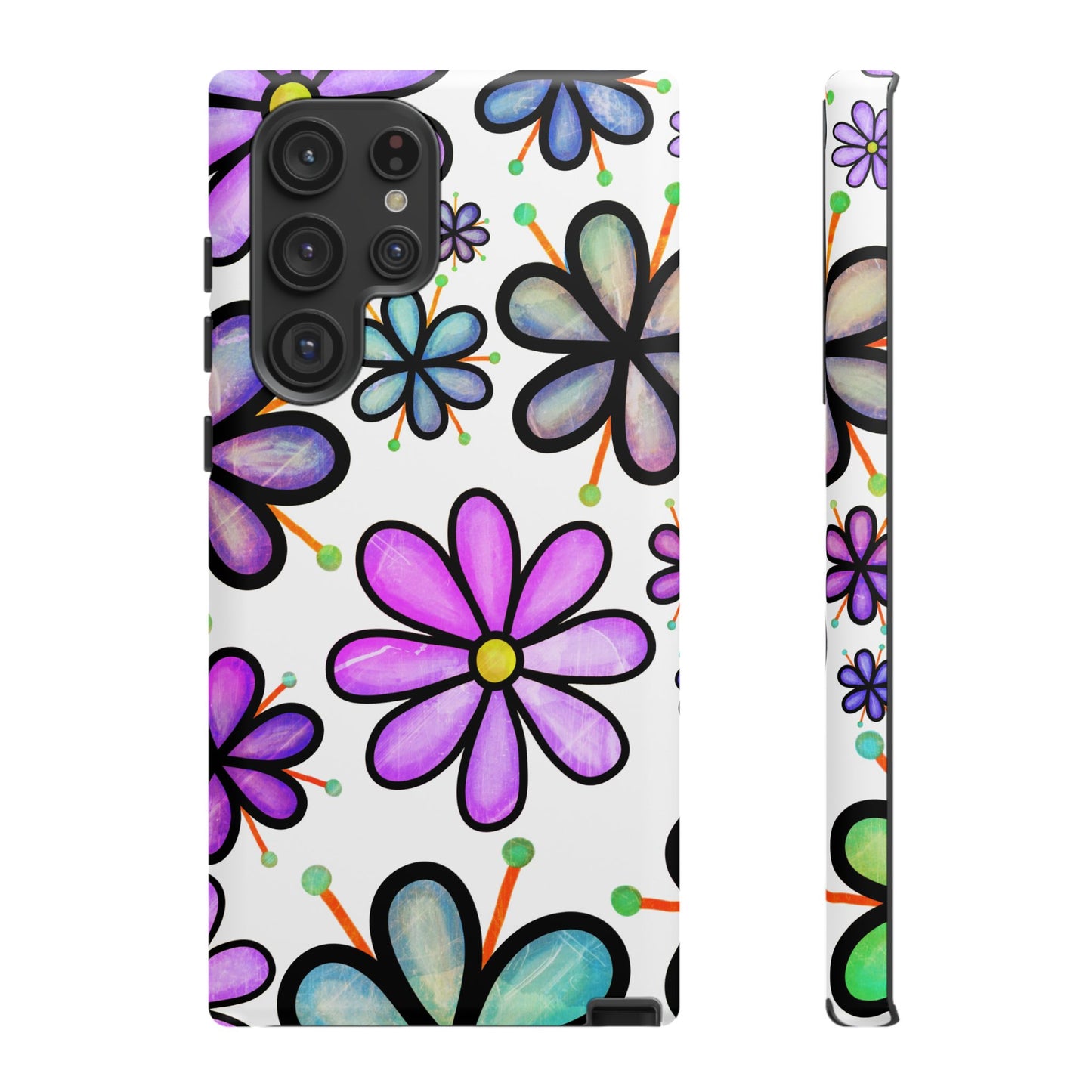 Whimsical Lavender Floral Samsung Galaxy Case – Ultra-Slim, High-Gloss Finish