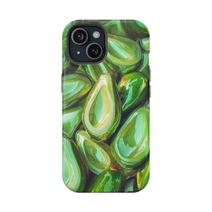 Glossy Avocado MagSafe iPhone Case – Sleek Green 3D Fruit Design, Durable and Stylish