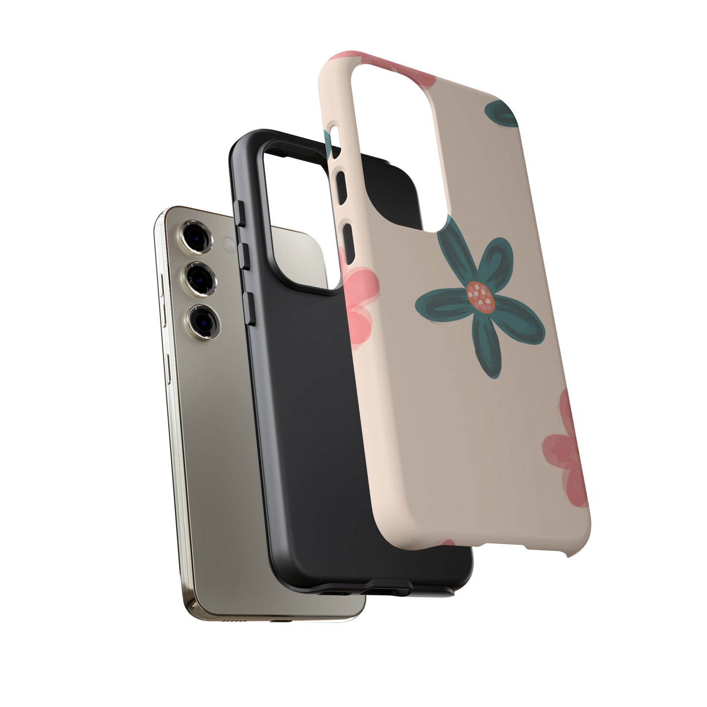 Vintage Floral Tough Samsung Galaxy Case – Soft Matte Finish with Dual-Layer Protection