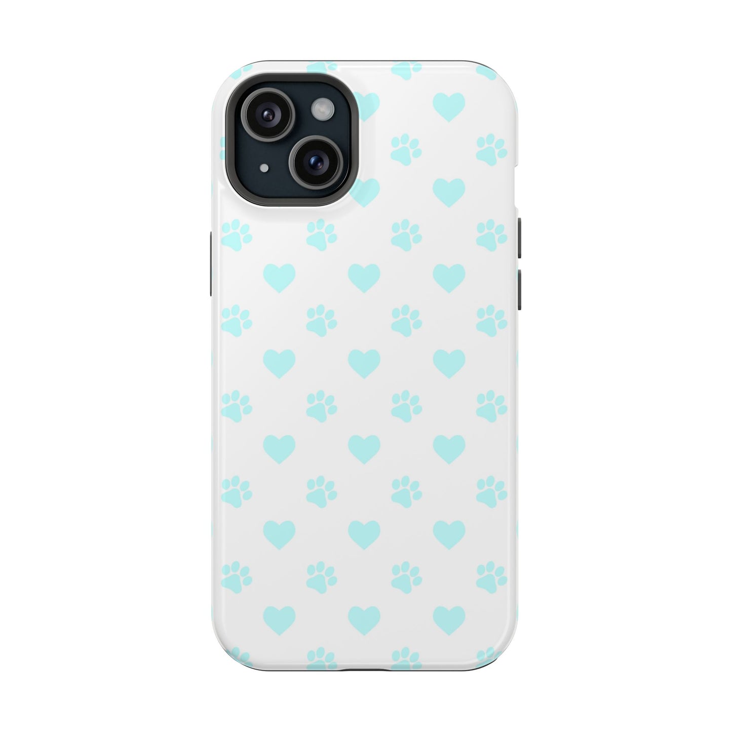 MagSafe Case - Aqua Paw Print & Heart Design