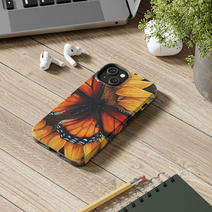 Monarch Butterfly & Sunflower Art – iPhone Case